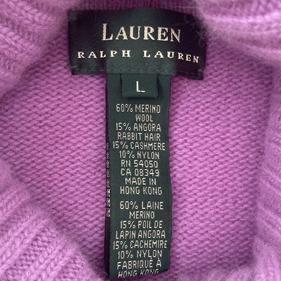 Lauren Ralph Lauren Wool Cashmere Lilac Sweater - Picture 3 of 8